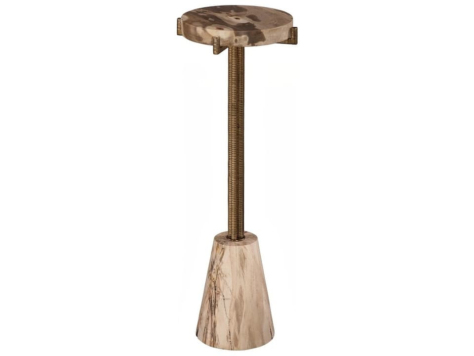Erva Slim Base End Table with Petrified Wood Accent