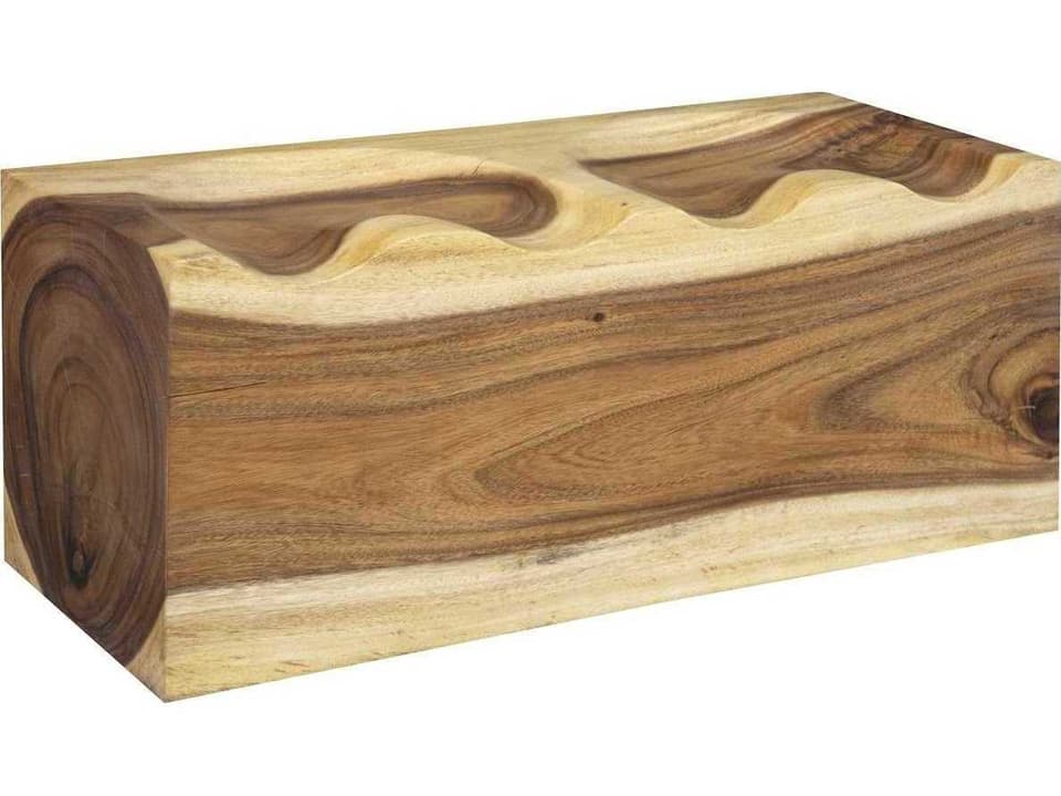 Suar Double Natural Brown Wood Accent Bench
