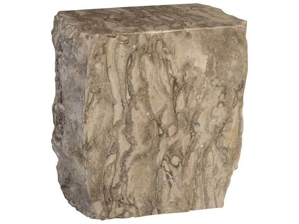 Gray Marble Accent Stool in Solid Polished Marble