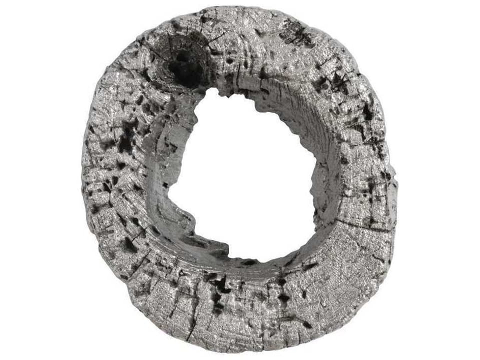 Cast Eroded Wood Circle 3D Wall Art in Silver Leaf and Black