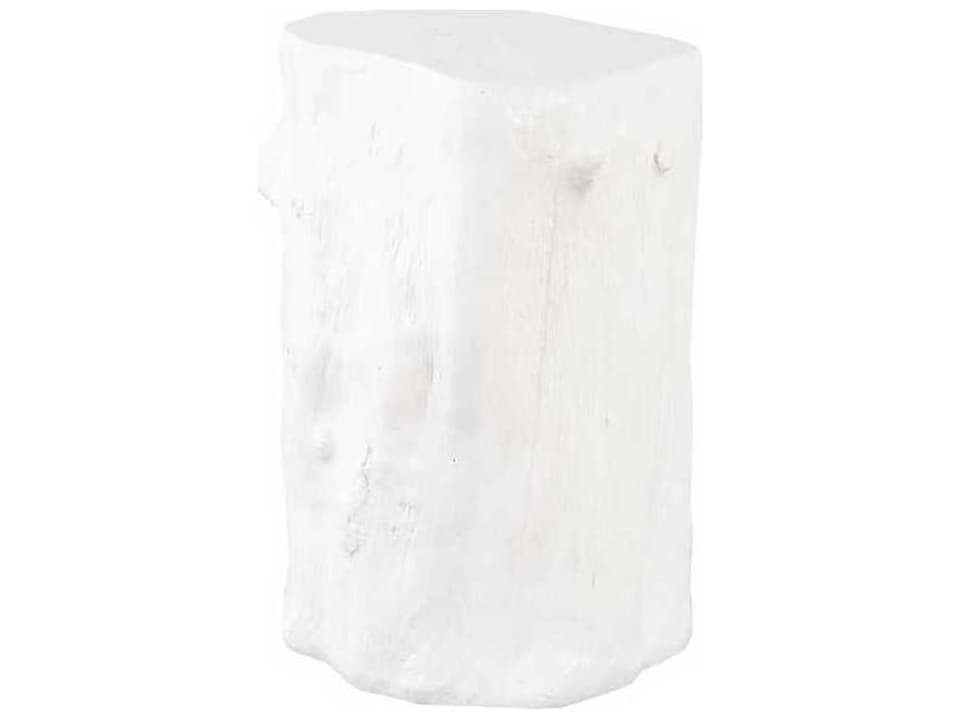 Log Small White Accent Stool in Gel Coat White Finish