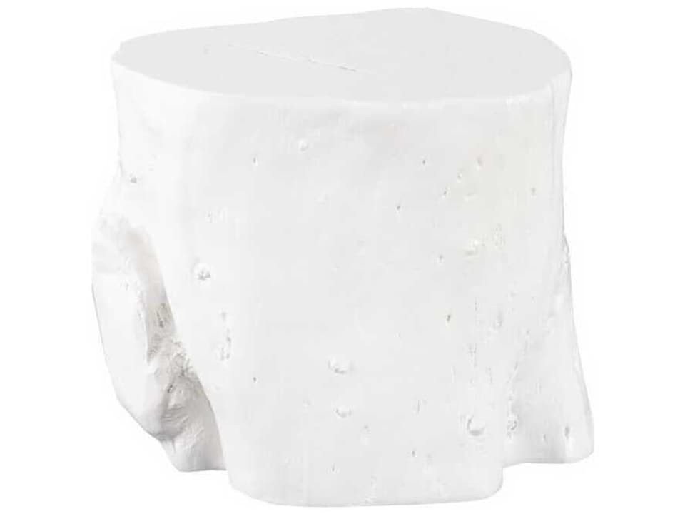Log Accent Stool in Gel Coat White Resin Composite