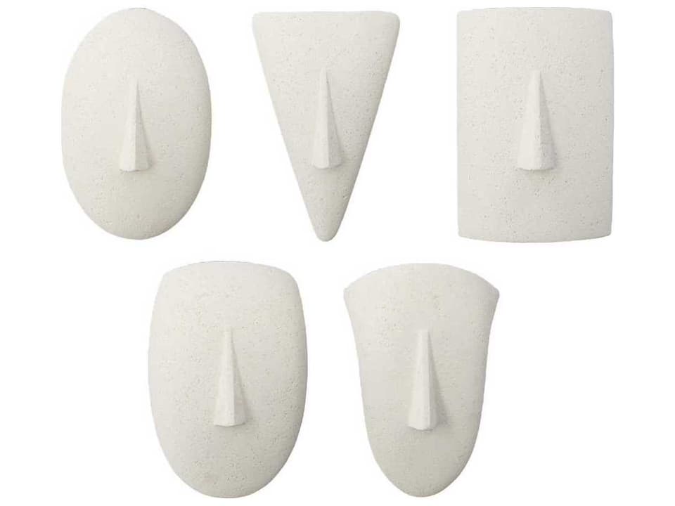 Geometric Cycladic Wall Art Set of 5 White Stone