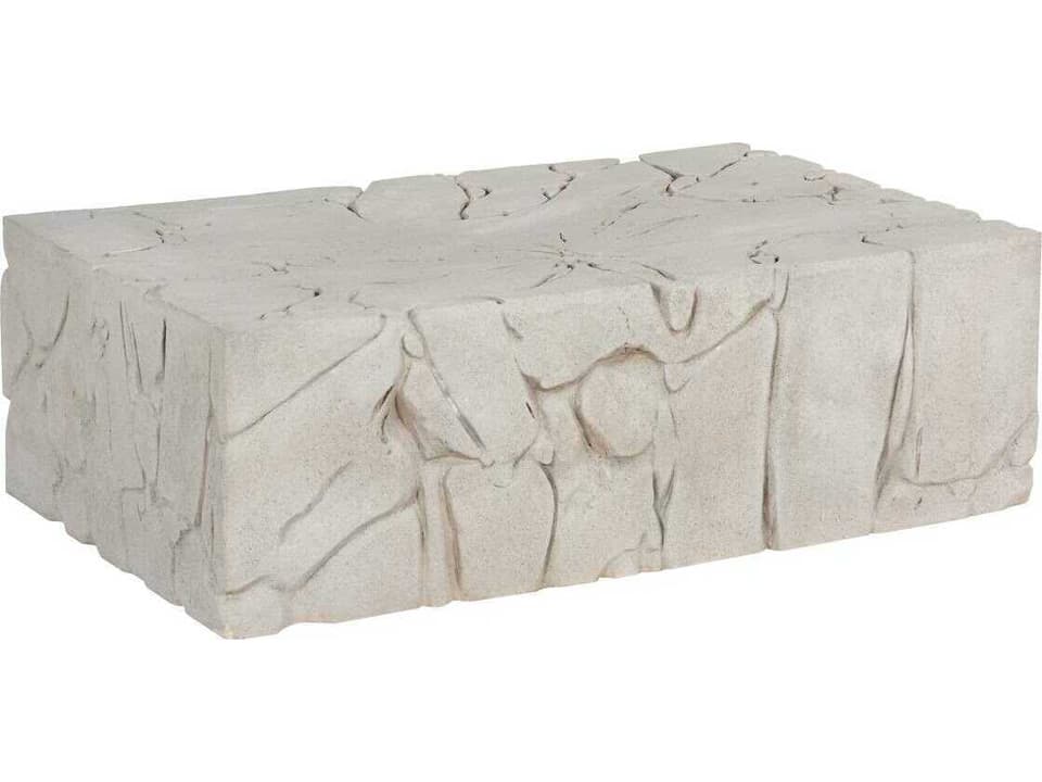 Chunk Rectangular Resin Roman Stone Off White Coffee Table