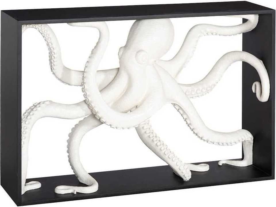 Octo Framed Console Table With White Resin Octopus And Wood Frame