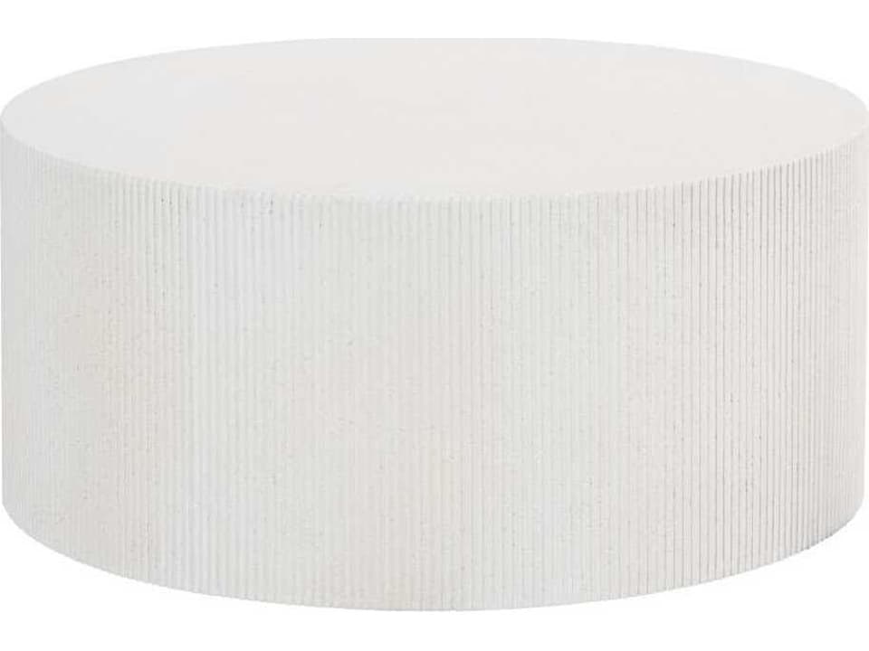 Groovy Round Resin and Crushed Stone Coffee Table in White Stone