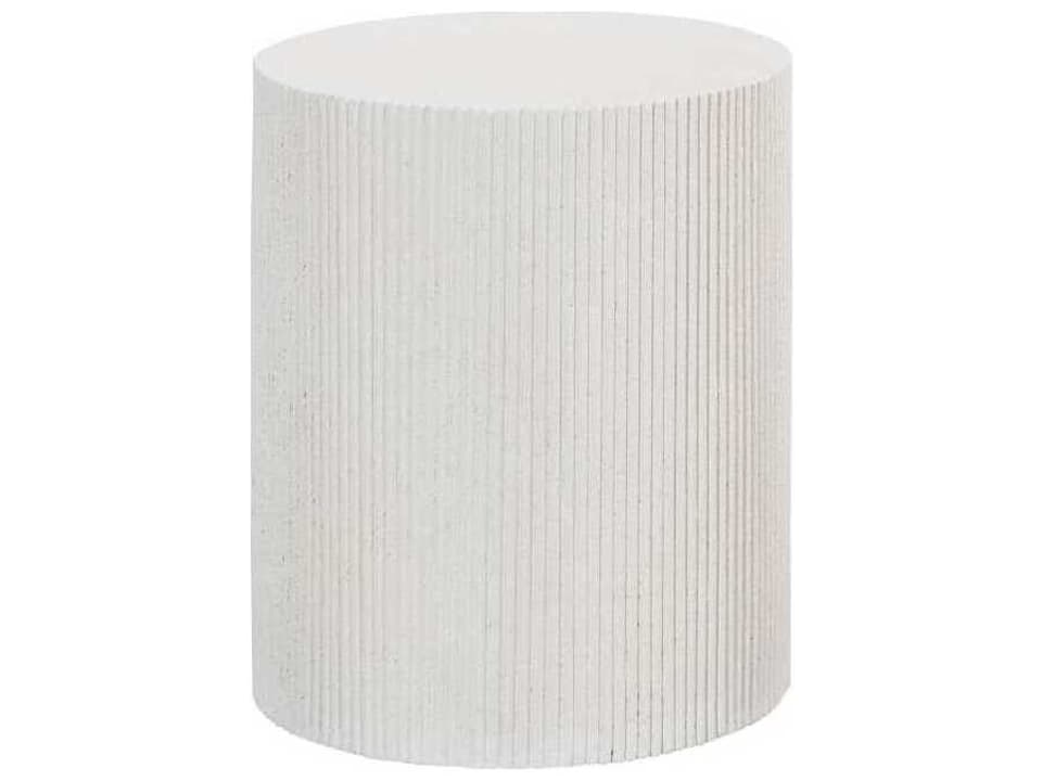 Groovy Round Resin White Stone End Table