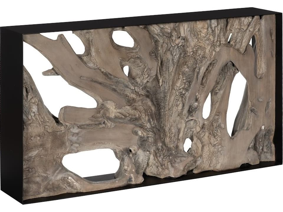 Cast Root Framed Console Table in Faux Gray and Iron