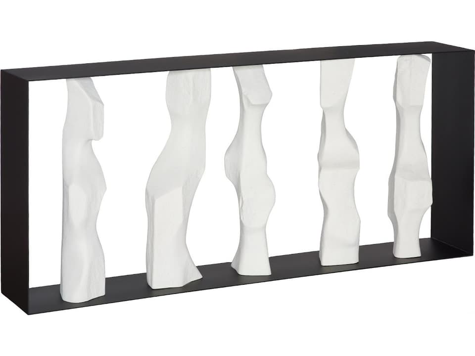 Cast Women Roman Stone and Black Metal Console Table