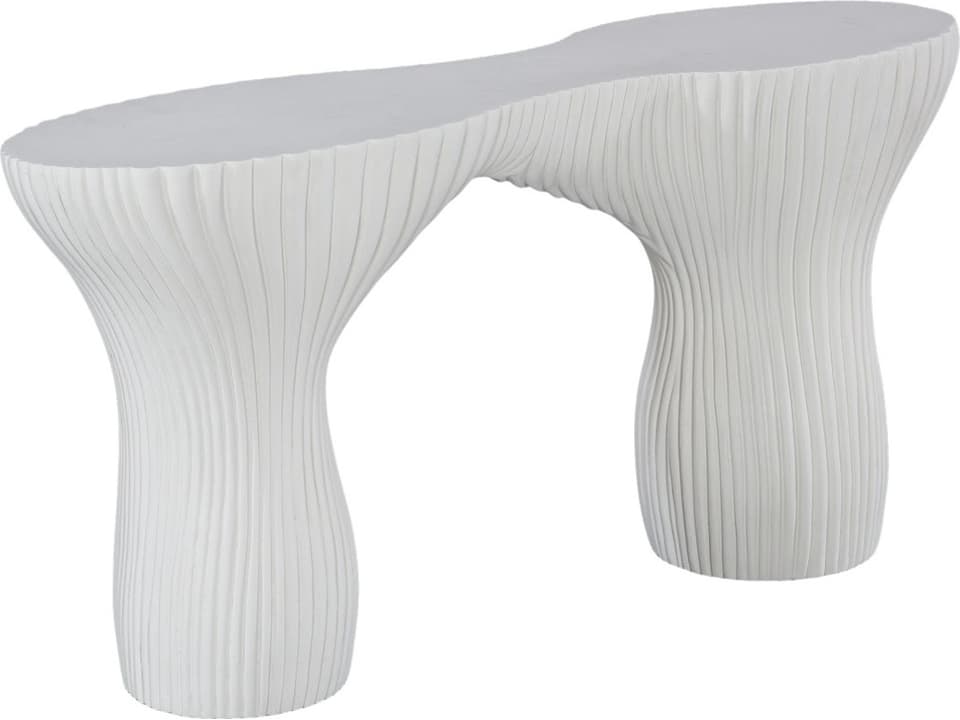 Cadence Resin Stone Console Table in White Stone
