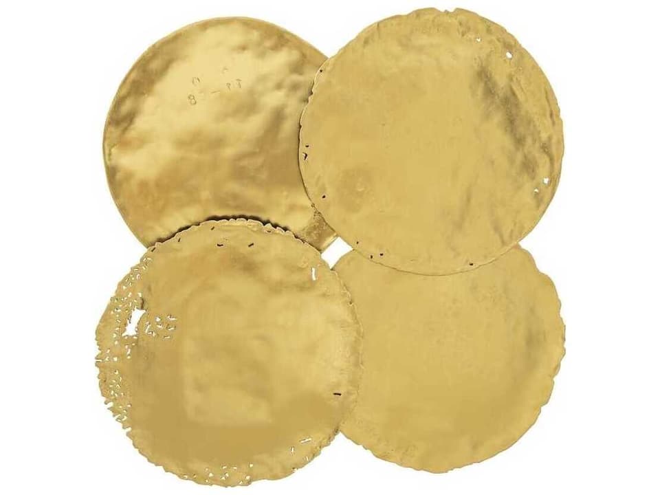 Cast Oil Drum Wall Discs Gold Leaf Wall Decor Set of 4