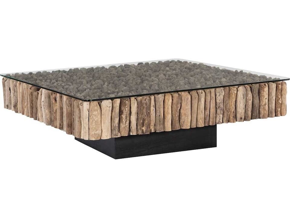 Square Glass Natural Coffee Table