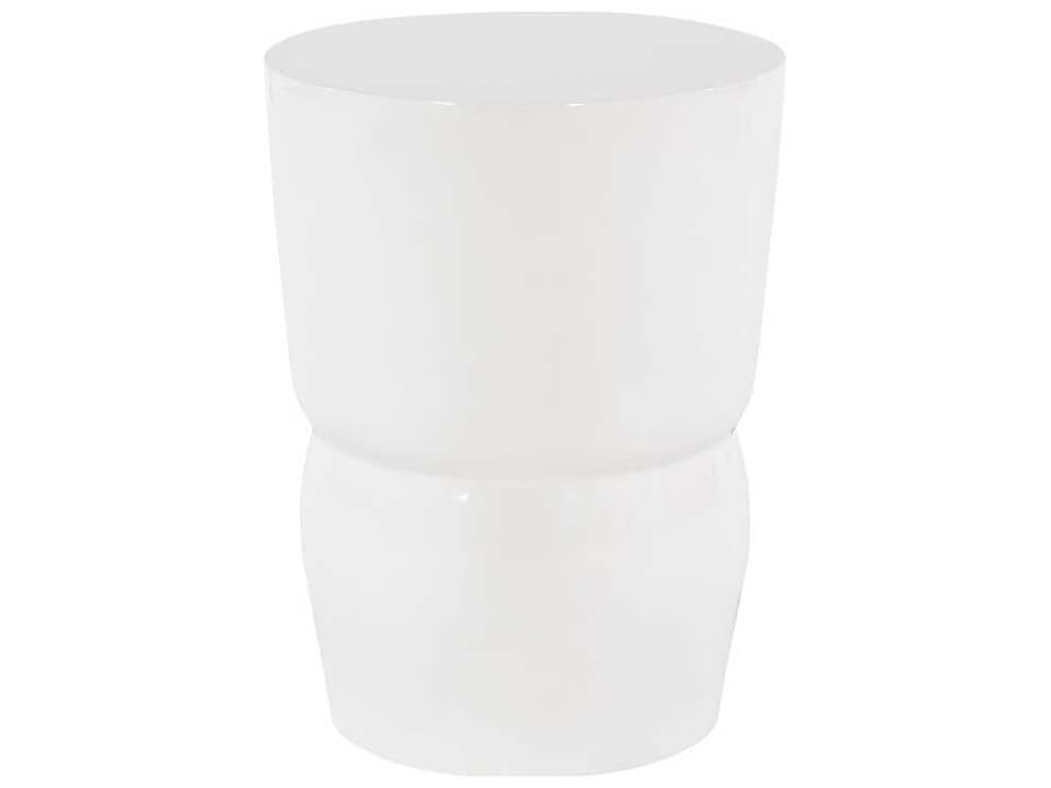 Carved Accent Stool in Gel Coat White
