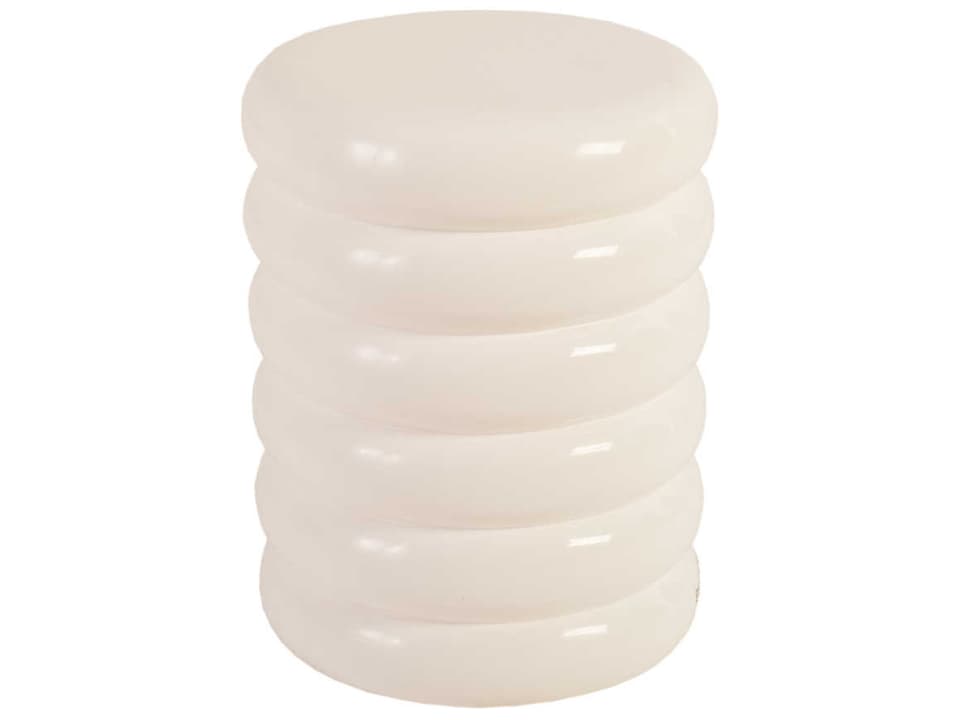 Outdoor Gel Coat White Ribbed Accent Stool