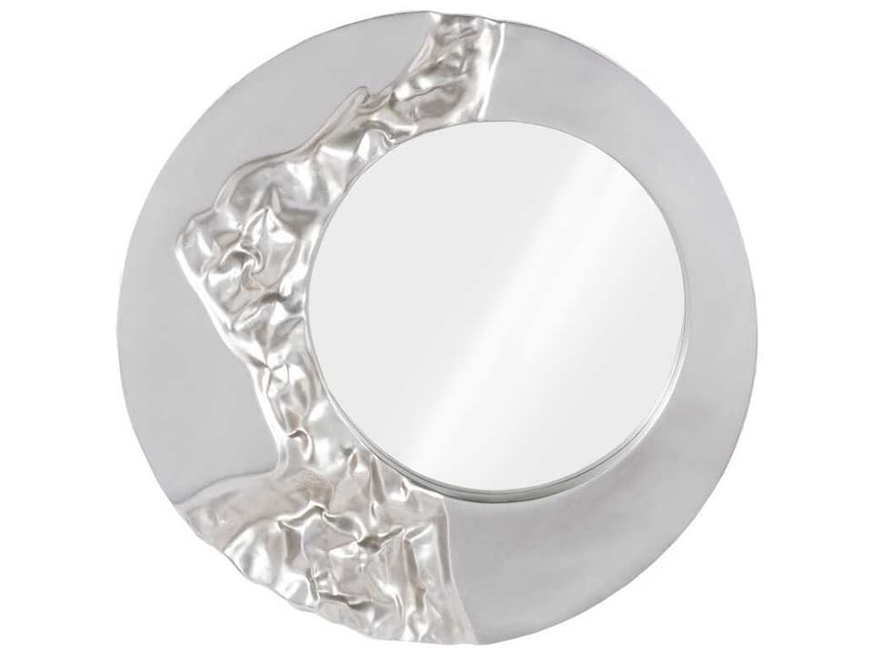 Mercury Round Wall Mirror in Silver Leaf