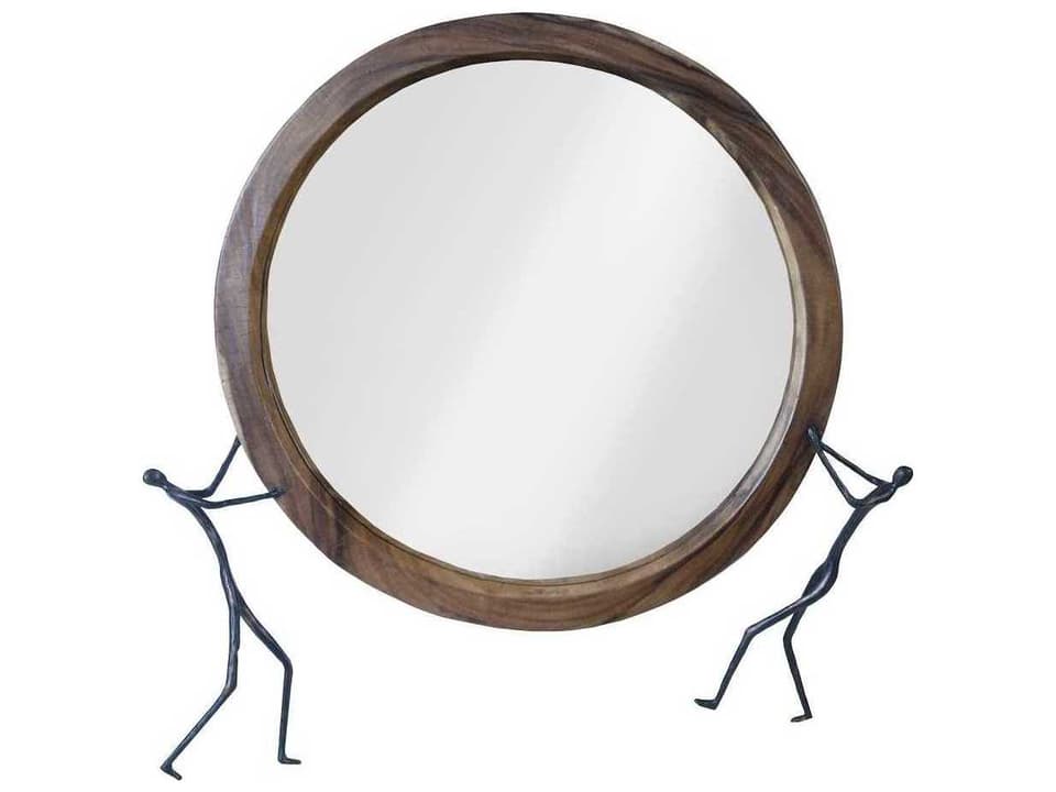 Atlas Natural Chamcha Wood and Metal Wall Mirror