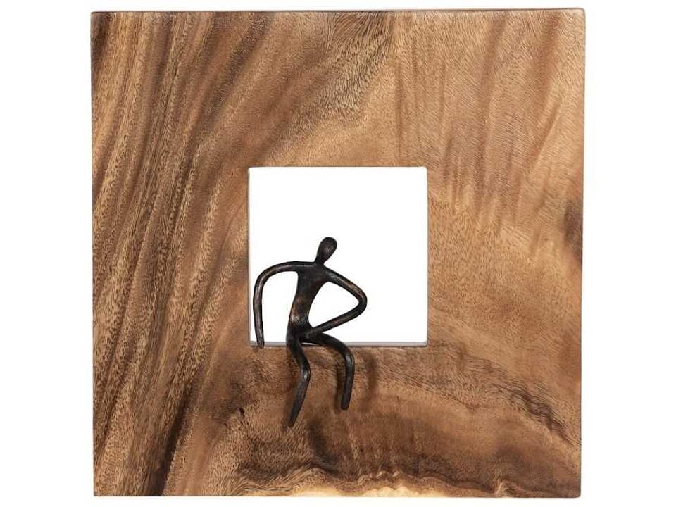 Atlas Square Metal Wall Art with Wood Frame