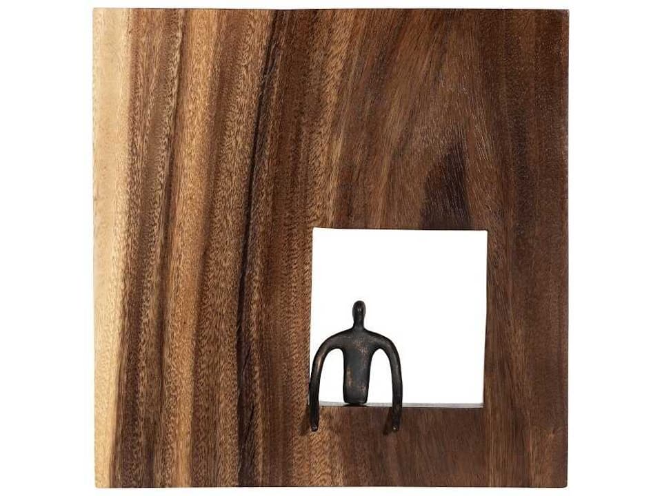 Atlas Gesturing Figure Square Wall Art Wood and Metal