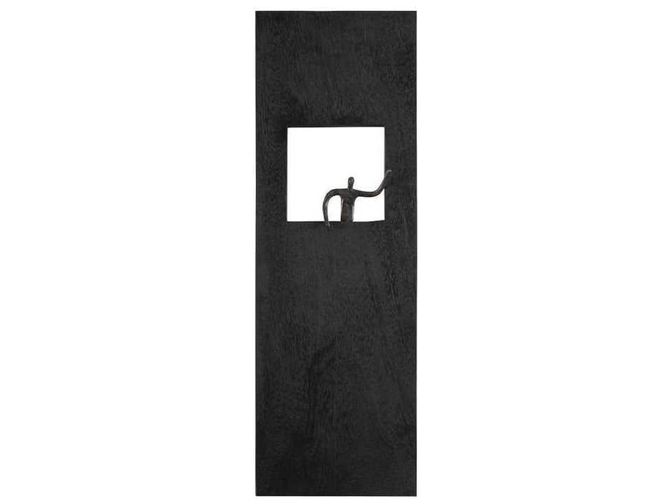 Atlas Rectangular Wall Art Black Metal Wood Figure