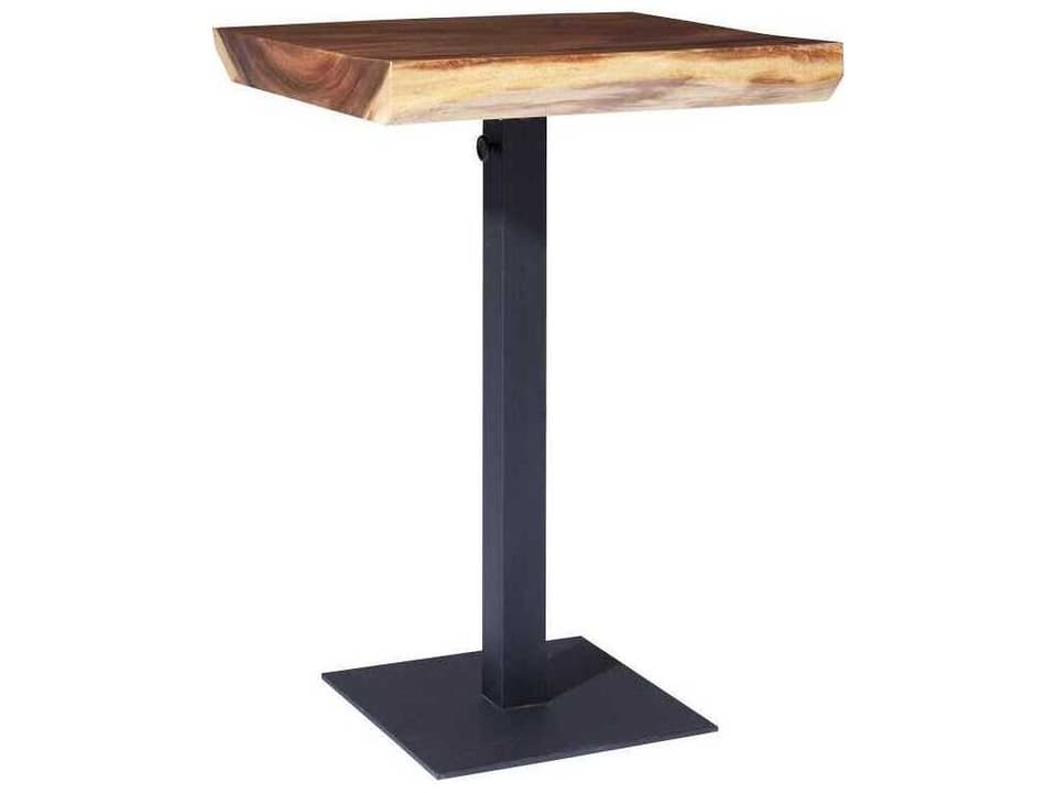 Café Square Bar Table Natural Chamcha Wood and Iron