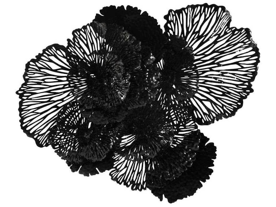 Large Black Flower Metal Wall Art