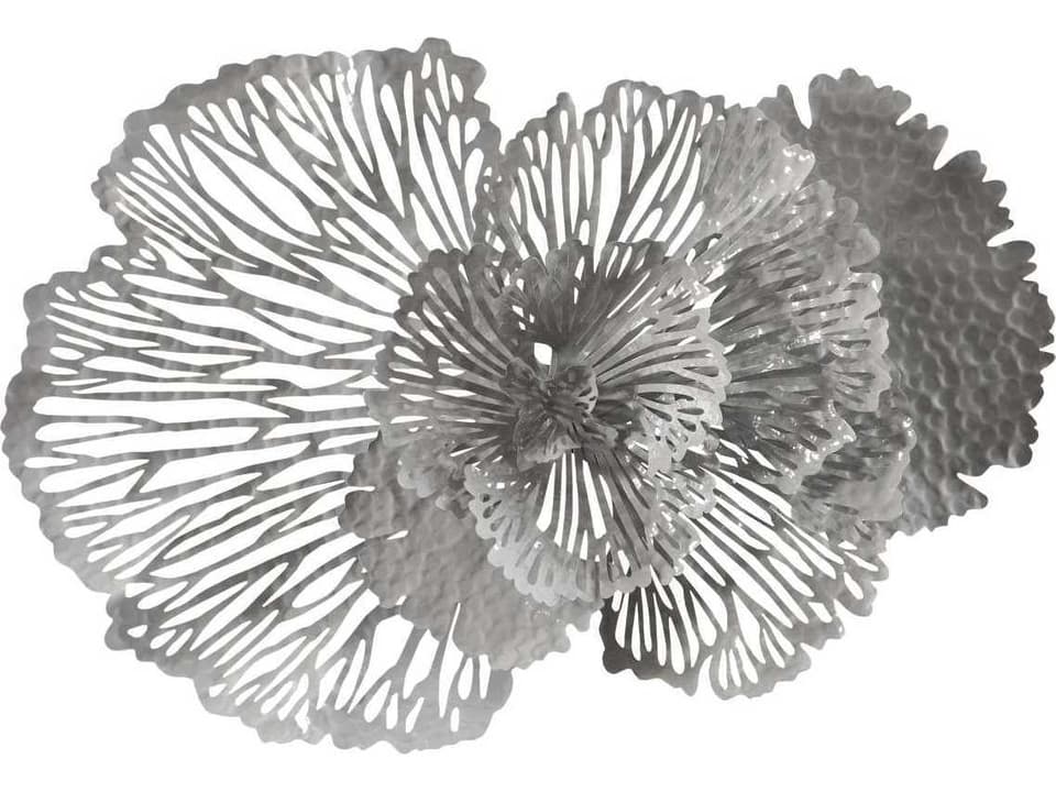 Flower Wall Art Medium Gray Metal