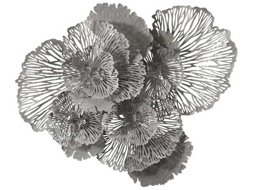 Large Gray Metal Flower Wall Art