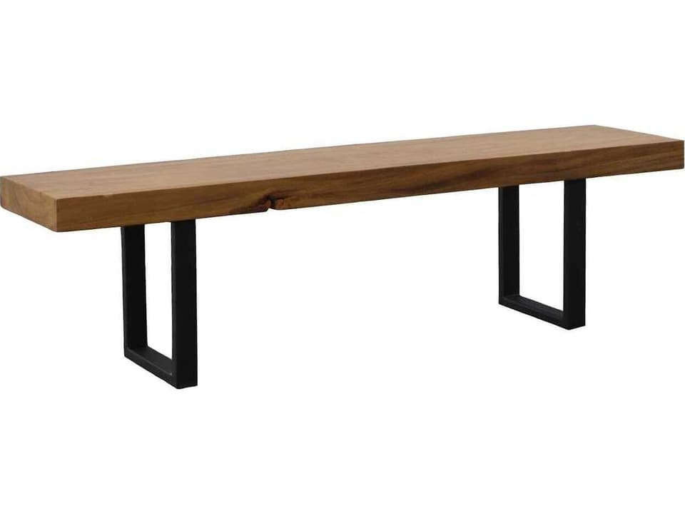 Origins Straight Edge Chamcha Wood Accent Bench in Natural Brown and Black