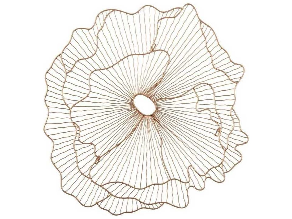 Copper Matte Lacquer Poppy Flower Metal Wall Art