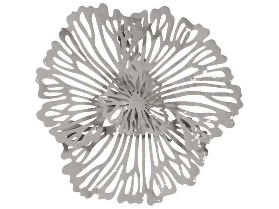 Extra Small Gray Flower Metal Wall Art