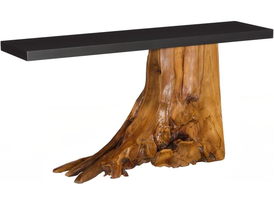 Rectangular Wood Black Brown Console Table