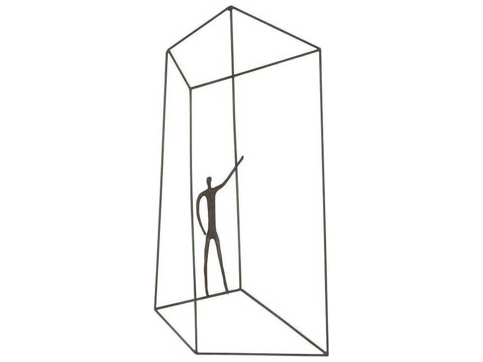 Perspective Rectangular Metal Wall Art in Rust Brown