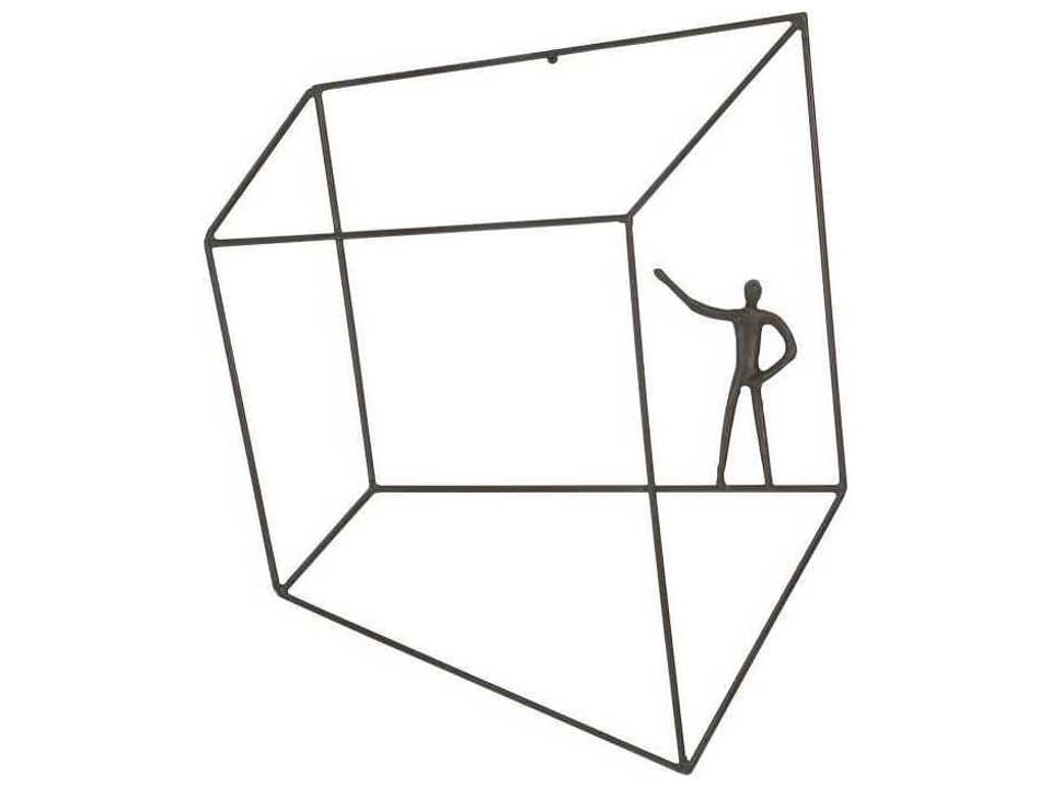 Perspective Square Metal Wall Art Standing Arm Up