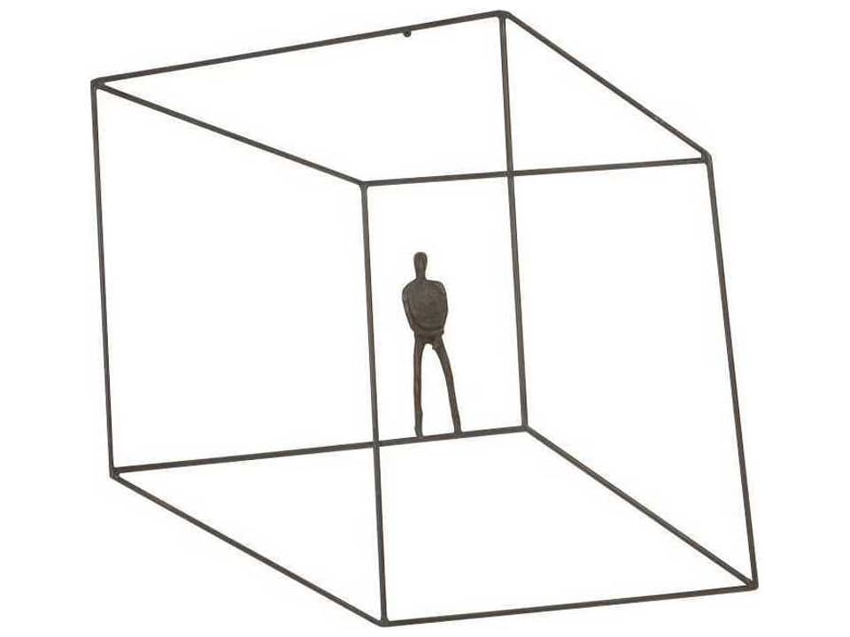 Perspective Square Metal Wall Art with Standing Arms Down Motif
