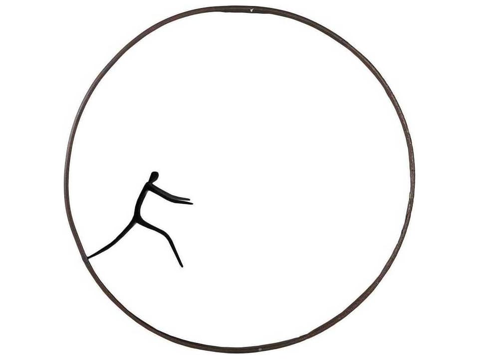 Leaping Olympic Figure Metal Wall Art Black and Rust Finish