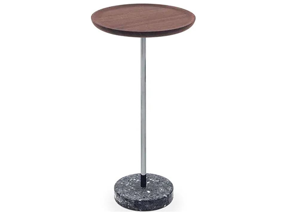 Contralto End Table with Burnt Oak Top and Black Terrazzo Base by CMP Design