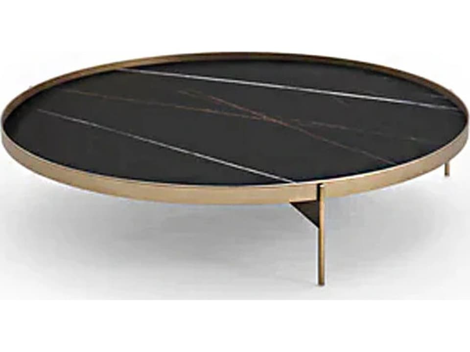 Abaco Round Coffee Table in Sahara Matt Marble Glass and Matt Bronze