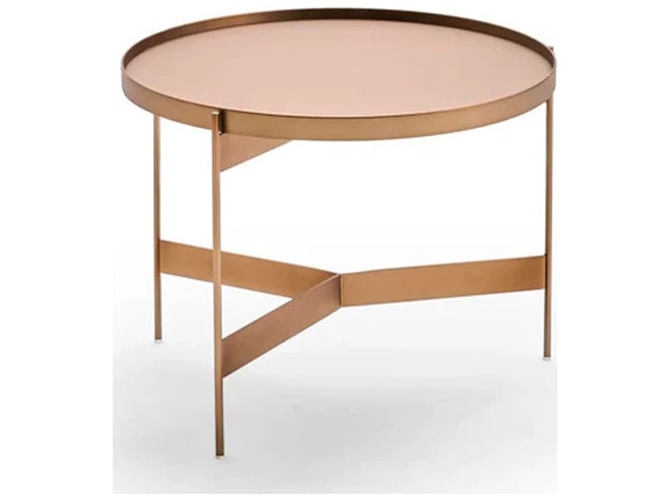 Abaco Tall Round Coffee Table in Matte Bronze Metal with Removable Tray Top
