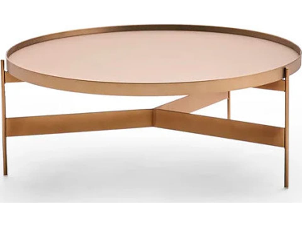 Abaco Medium Round Coffee Table in Matte Bronze Metal with Tray Top