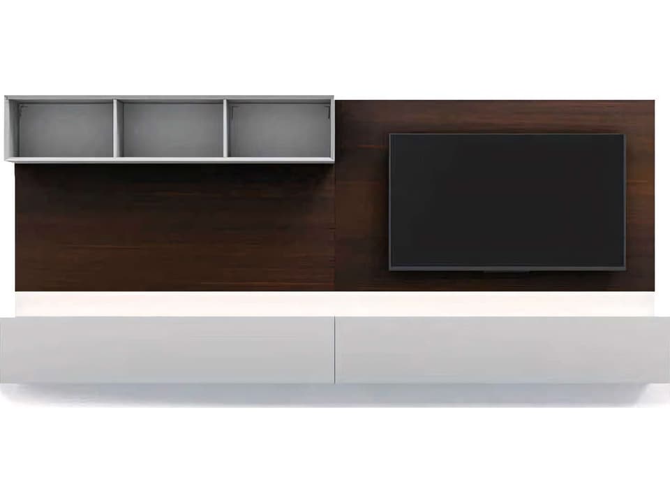 People 118 Inch Media Console in Burnt Oak and Matte Grey