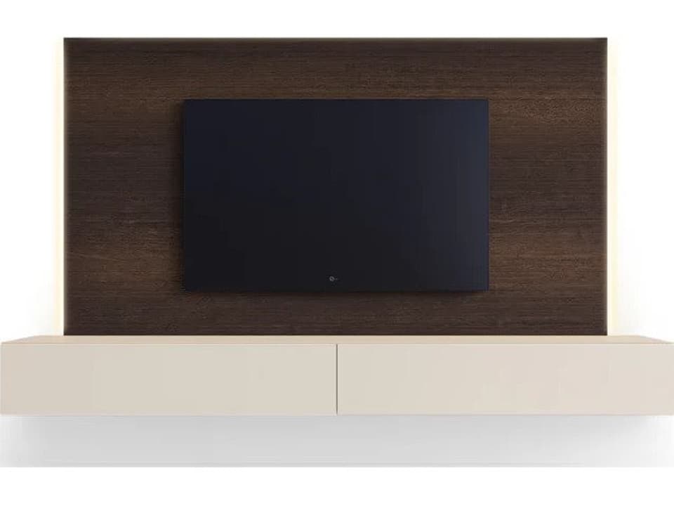 People 94-Inch Wall Unit in Burnt Oak and Beige Seta Matt Lacquer