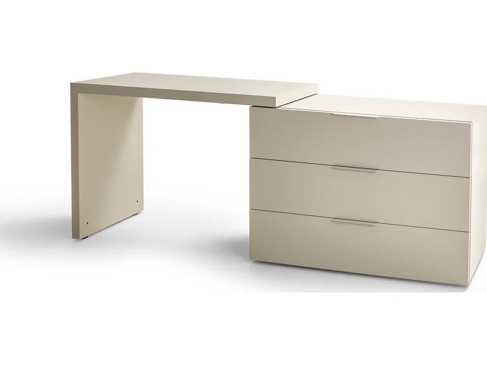 Spazio Domino SM Expanding Desk Dresser in Beige Seta Matt Lacquer
