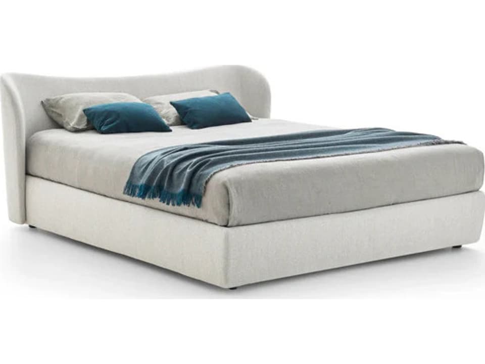 Embrace King Size Bed 86 Inch Upholstered in Light Grey Fenice Fabric