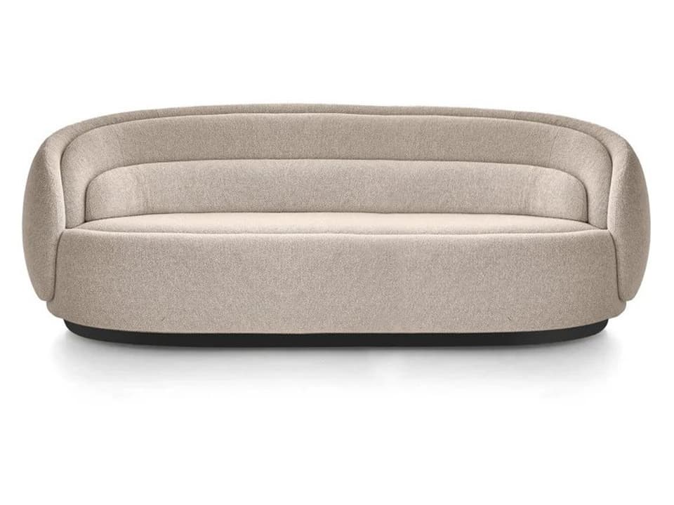 Peonia 2-Seat Sofa in Beige Fabric with Matt Black Plinth