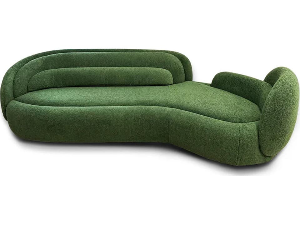 Peonia Sofa with Peninsula in Green Dalia 15 Fabric