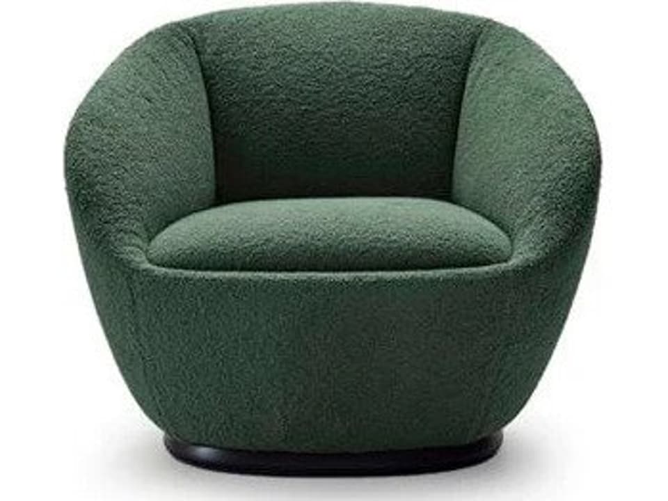 Naan Swivel Accent Chair in Acacia Green Fabric and Matt Black Base by Federica Biasi