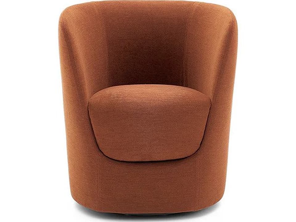 Opla Swivel Armchair in Rust Orange Bellis Fabric with Auto-Return Base