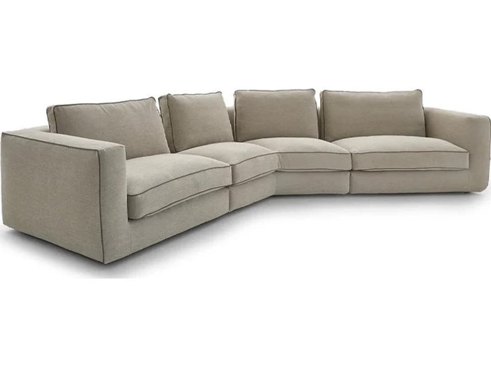 Nice Modular Sectional Sofa in Beige Mimosa Fabric with Olive Brown Piping