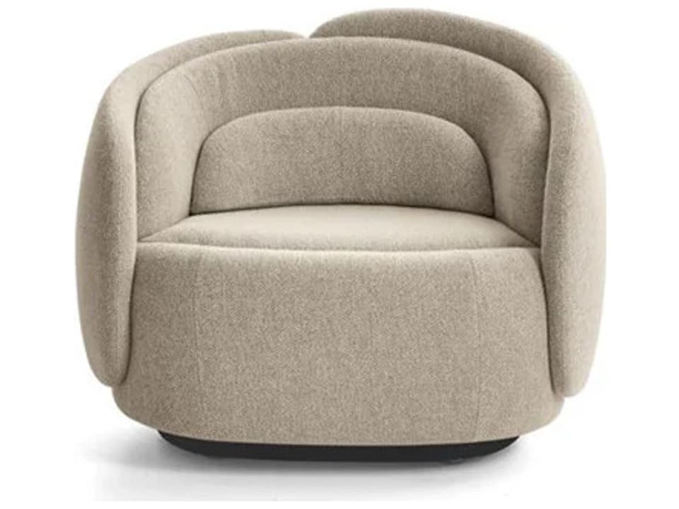 Peonia Swivel Armchair in Beige Zea Fabric by Cristina Celestino