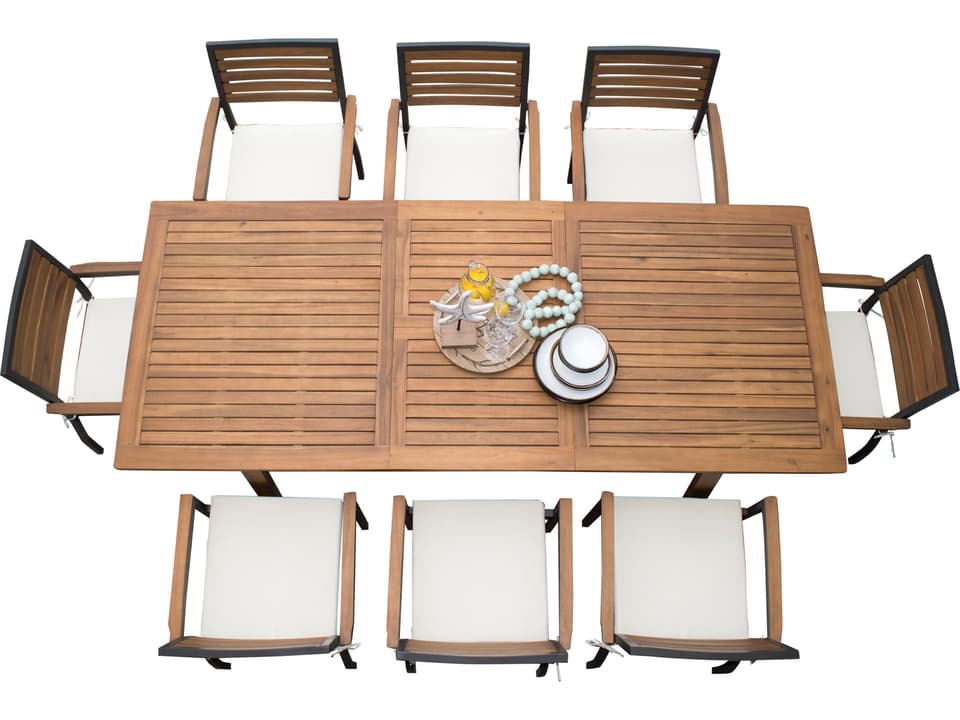 Panama Jack Bali Teak 7 Piece Rectangle Dining Set with 6